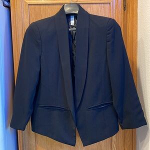 Nordstrom Mural Black Open Front Cropped Suit Blazer Size S